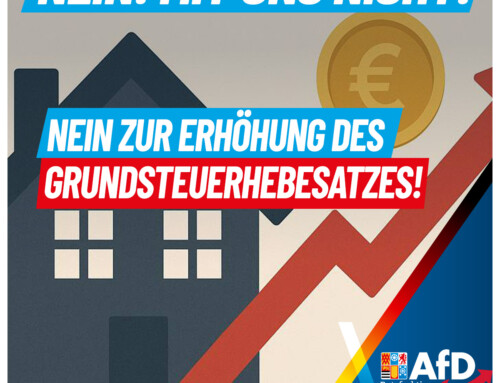 AfD-Fraktion lehnt jegliche Erhöhung des Grundsteuerhebesatzes ab und fordert strikte Überprüfung freiwilliger Sozialleistungen.