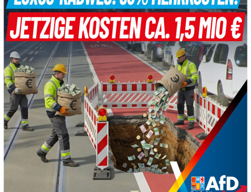 Pressemitteilung der AfD Ratsfraktion: Kostenexplosion an der Kaiserstraße:  Aufwendungen für Luxus-Radweg bringen 38% Mehrkosten!